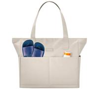 LARKSON Beach Bag Women & Men Beige - Linn - Large Tote Bag With Compartments For Beach, Pool, Holiday - With Zipper - Lightweight