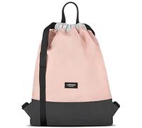 LARKSON Drawstring Bag Women & Men Pink Grey - No 7 - Gym Bag for Girls & Boys - Sports Sack with Inside Pocket - Water-Repellent