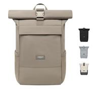 Larkson Roll Top Backpack Women & Men Grey - No 4 - Rucksack for University, School, Office - College Laptop Bag 16 Inches - Water-Repellent