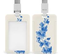 Larkspur Blue Flower ID Badge Holder Retractable Clip Card Holder Card Protector Name Badge Name Tag for Work Office Doctor Nurse