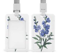 Larkspur Flower ID Badge Holder Retractable Clip Card Holder Card Protector Name Badge Name Tag for Work Office Doctor Nurse