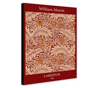 Larkspur Pattern in Red - Wall art by William Morris - Wrapped Framed Canvas Wall Art (A1 [32 x 24 inch / 81 x 61 cm])