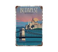 Larkverk Cartagena Budapest Retro Tin Sign Funny Metal Sign Wall Decor Home Plaque Bar Cafe Decor 12 x 8 in