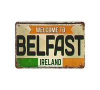 Larkverk Welcome to Belfast Ireland Retro Tin Sign Vintage Metal Sign for Home Bar Office Wall Decor Shop Mural Welcome Sign 12 x 8 in ETP-TPH-SB-128, Multi-20