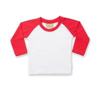 Larkwood Baby Long Sleeved Baseball T-Shirt (0-6 Months) (White/Red)