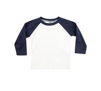 Larkwood Baby Long Sleeved Baseball T-Shirt (12-18 Months) (White/Navy)