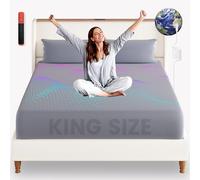 LARMACE Grounding Sheets King Size, 88% Organic Cotton + 12% Pure Silver Fiber, Earth Grounded Fitted Bed Sheet with Grounding Cord for 15" Deep Pocket, Gray