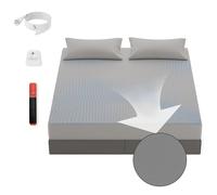 LARMACE Grounding Sheets Queen Size, 88% Organic Cotton + 12% Pure Silver Fiber, Earth Grounded Fitted Bed Sheet with Grounding Cord for 15" Deep Pocket, Gray