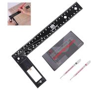 LARMEIL 12 Inch Framing Square Carpenter Square, Tri Square Tool, Try Square for Woodworking, T Square Ruler, L Square Ruler, Right Angle Ruler,Framing Tools, Anodized Ruler Body, Black & Black