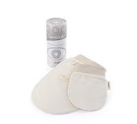 Larminly Exfoliating Gloves in Raw Silk - 2 Piece Set Face and Body - Gentle Natural Exfoliation, Dead Cell Removal, Prepares Skin for Skincare and Tan - Men Women 100% Silk