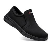 LARNMERN Chef Kitchen Shoes Men Non Slip on Work Shoes Man Trainers Restaurants Nursing Hospital Shoe Mens, Black Knit 6.5