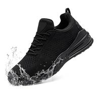 LARNMERN Mens Kitchen Shoes Chef for Men Waterproof Non Slip Trainers Running Walking Slip on Shoes Fitness Sport Footwear(Black,10 UK Wide)