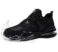 LARNMERN PLUS Men's Air Black 8.5 UK Waterproof Safety Trainers with Steel Toe Cap and Anti-Slip Sole