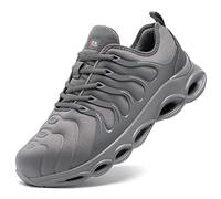 LARNMERN Safety Trainers Steel Toe Cap Trainers Men Cushioning Safety Shoes Comfortable Fashion Lightweight Breathable Work Shoes (Gery MN,8.5UK)