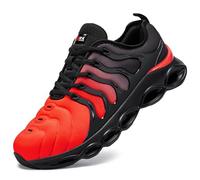 LARNMERN Safety Trainers Steel Toe Cap Trainers Men Cushioning Safety Shoes Comfortable Fashion Lightweight Breathable Work Shoes (Red Black MN,8UK)