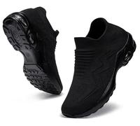 LARNMERN Slip on Safety Safety Shoes for Women Hands-Free Steel Toe Cap Trainers Slip-in Walking Work Health Care Nurse Shoe Size 5UK/38EU,Black