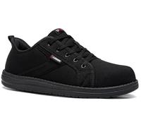 LARNMERN Slip On Steel Toe Shoes Women Work Walking Sneakers Skate Hands Free Safety Tennis Shoes, Black, 4.5 UK