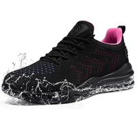 LARNMERN Waterproof Trainers Women Non Slip Chef Kitchen Shoes Womens Running Walking Sport Shoes Ladies Fitness(Black Purple,4.5)
