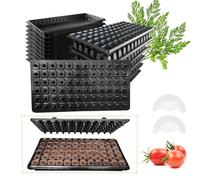 LARNORJE 72 Cell Seed Starter Trays with Dibber - 20 Pack Reusable Seedling Trays for Germination Propagation, 72 Hole Soil Digger for Quickly Setting Out, Gift for Gardener.