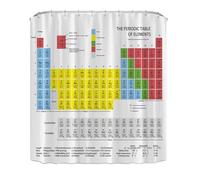 Laroal 12-Hook Shower Curtain Shower Curtain with Chemical Elements Periodic Table Print C-Type Plastic Hook Partition Curtain
