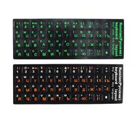 Laroal 2-Pack Universal Russian Keyboard Stickers for Russian Alphabet Keyboards (1 Green, 1 Orange)