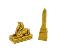 Laroal 2 PCS Roman Sphinx Ancient Egypt Statue Obelisk Golden Monument Aquarium Ornaments Fish Tank Decoration for Home Office