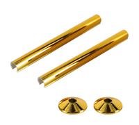 Laroal 2-Piece Radiator Pipe Cover and Collar Set 15x200mm Chrome-Plated Decorative Caps for Gas Water Heater Vent Pipes Wall Concealment Rings Gold Finish