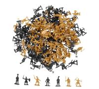 Laroal 200Pcs Mini Soldiers Model Miniature Soldiers Figures 1:72 Medieval Soldier Figures Playset Plastic Soldiers Roman Soldier Cake Toppers (Grey/Golden)