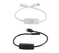 Laroal 2pcs Type-C Male to Female Switch Extension Cable USB with 501 Button Switch Type-C Male and Female Extension Power Cord 30cm USB Power Output