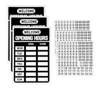 Laroal 3 Set Business Hours Sign Opening Times Sign for Shop Window Store Open Signs with Time Stickers Open Signage For Store Office（Black）