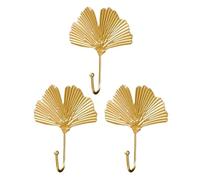 Laroal 3pcs Decorative Wall Hooks Vintage Gold Leaf Shape Brass Coat Robe Key Holder Wall Mounted Metal Towel Hooks Hanging Wall Hooks