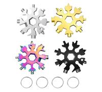 Laroal 4 Pack Snowflakes Multitool Zinc Alloy Hex Key Screwdriver Bottle Opener 18 in 1 Snowflake Multifunctional Tool for Camping Adventures Festival Gifts