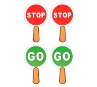 Laroal 4PCS Handheld Double Sided Stop And Go Sign PVC Waterproof Crossing Guard Road Signs