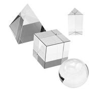 Laroal 4pcs K9 Optical Crystal Photography Prism Set Including 50mm Crystal Cube 50mm Crystal Triangular Prism 55mm Crystal Ball 60mm Crystal Pyramid for Physics