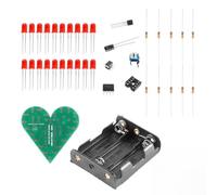Laroal Breathing Light Heart Shape DIY Electronic Project Kit Soldering Practice Kit Electronics DIY Solder Kit for Back to School Students Learning Project (2Set Red)