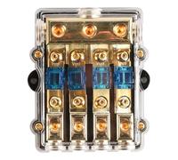 Laroal Fuse 4 Way Holder 60A, 0/2/4 Gauge In 4/8 Gauge Out Copper Fuse Distribution Block For Car Boat Motor Marine Amplifier Stereo Video System 12V