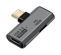 Laroal Type-C 2-In-1 Multi-Function Adapter Grey 100W PD Charging 90 Degree USB C Male To Dual Female Adapter For USB Mobile Phone Computer OTG