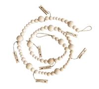 Laroal Wooden Beaded Photo Storage Tassel String Hemp Rope Beaded Clip Photo Lanyard With Clip Wooden Beaded Garland Bohemian Style Photo Display
