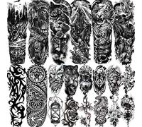 LAROI 20 Sheets Extra Large Full Arm Temporary Tattoos For Men Tiger Black Mamba Snake Leopard Temporary Tattoos Sleeve For Women Adults Lion Warrior Maori Temp Realistic Fake Tattoo Stickers Kids Boy