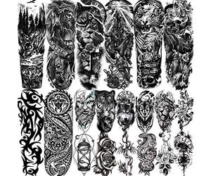 LAROI 20 Sheets Extra Large Full Arm Temporary Tattoos For Men Tiger Black Mamba Snake Leopard Temporary Tattoos Sleeve For Women Adults Lion Warrior Maori Temp Realistic Fake Tattoo Stickers Kids Boy