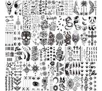 LAROI 66 Sheets 3D Small Temporary Tattoos For Women Men Neck Arm Adults Black Realistic Fake Tattoo Stickers For Kids Boy Girls Face Tattoo Temporary Flower Birds Star Anchor Rose Tatoo Sets Children