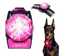LaRoo Dog Collar Light for Night Walking - USB-C Rechargeable, 13g Ultra-Light Waterproof LED Pet Safety Light with 3 Modes, Small & Medium Dogs,Anti-Lost Essential for Pet Camping & Running (Pink)