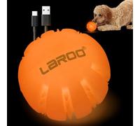 LaRoo LED Dog Balls, Pet Dog Toy Ball, Silicone, Luminous with USB, Rechargeable Glow in the Dark, Dog Ball, Teeth Cleaner, Training Ball for Dogs Playing (Orange)