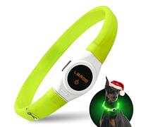 LaRoo LED Dog Collar, Silicon USB Rechargeable Glow Light Collar for Dogs, Waterproof Adjustable Flashing Dog Collar for Dark Identified Outdoor Training Playing (Green, 65cm*2.5cm)