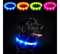 LaRoo Light Dog Collar, USB Rechargeable, Cut to Size Silicone, 3 Light Modes, 360° Visible Dog Collars, Night Safety, for Small, Medium, Large Dogs, Blue/65 cm