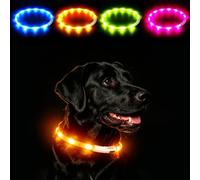 LaRoo Light Dog Collar, USB Rechargeable, Cutable Silicone, 3 Light Modes, 360° Visible Dog Collars, Night Safety, for Small, Medium, Large Dogs, Yellow