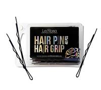 LaRosa Wavy Hair Clips 6 cm - U-shaped Solid Metal Hair Pins for Securing and Fixing Styling Suitable for Hairdressing Salons - 1 Pack x 40 Pieces - Black