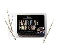 LaRosa Wavy Hair Clips 6 cm - U-shaped Solid Metal Hair Pins for Securing and Fixing Styling - Suitable for Hairdressing Salons - 1 Pack x 40 Pieces - Gold