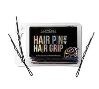 LaRosa Wavy Hair Clips 6 cm - U-shaped Solid Metal Hair Pins for Securing and Fixing Styling - Suitable for Hairdressing Salons - 1 Pack x 40 Pieces - Gold and Black