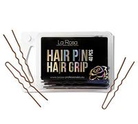 LaRosa Wavy Hair Pins 65 mm - U-shaped Solid Metal Handles for Attaching Bun and Other Styling - Suitable for Hairdressing Salons - 1 Pack x 40 Pieces - Matte Gold